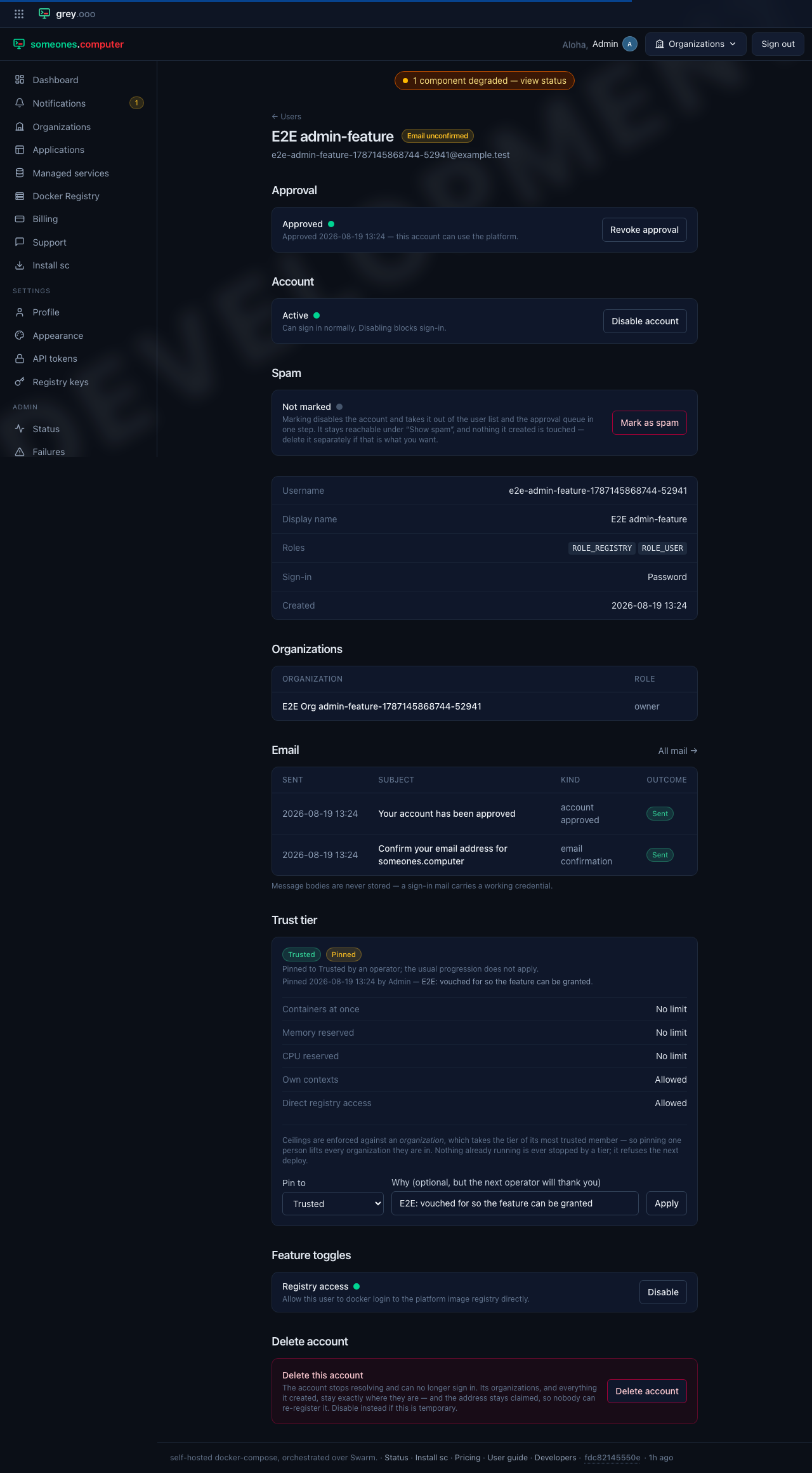 A toggle granted, once the account is trusted enough for it to do anything