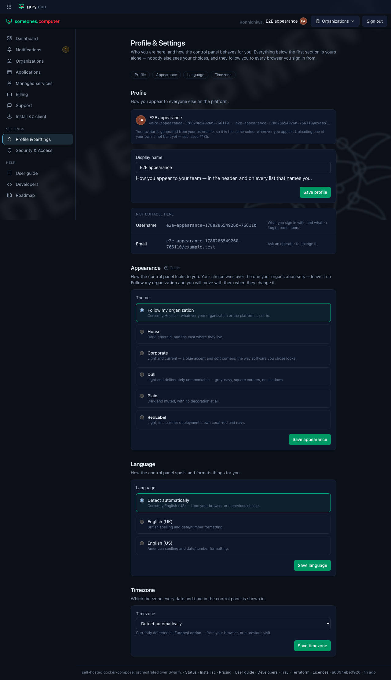The appearance page